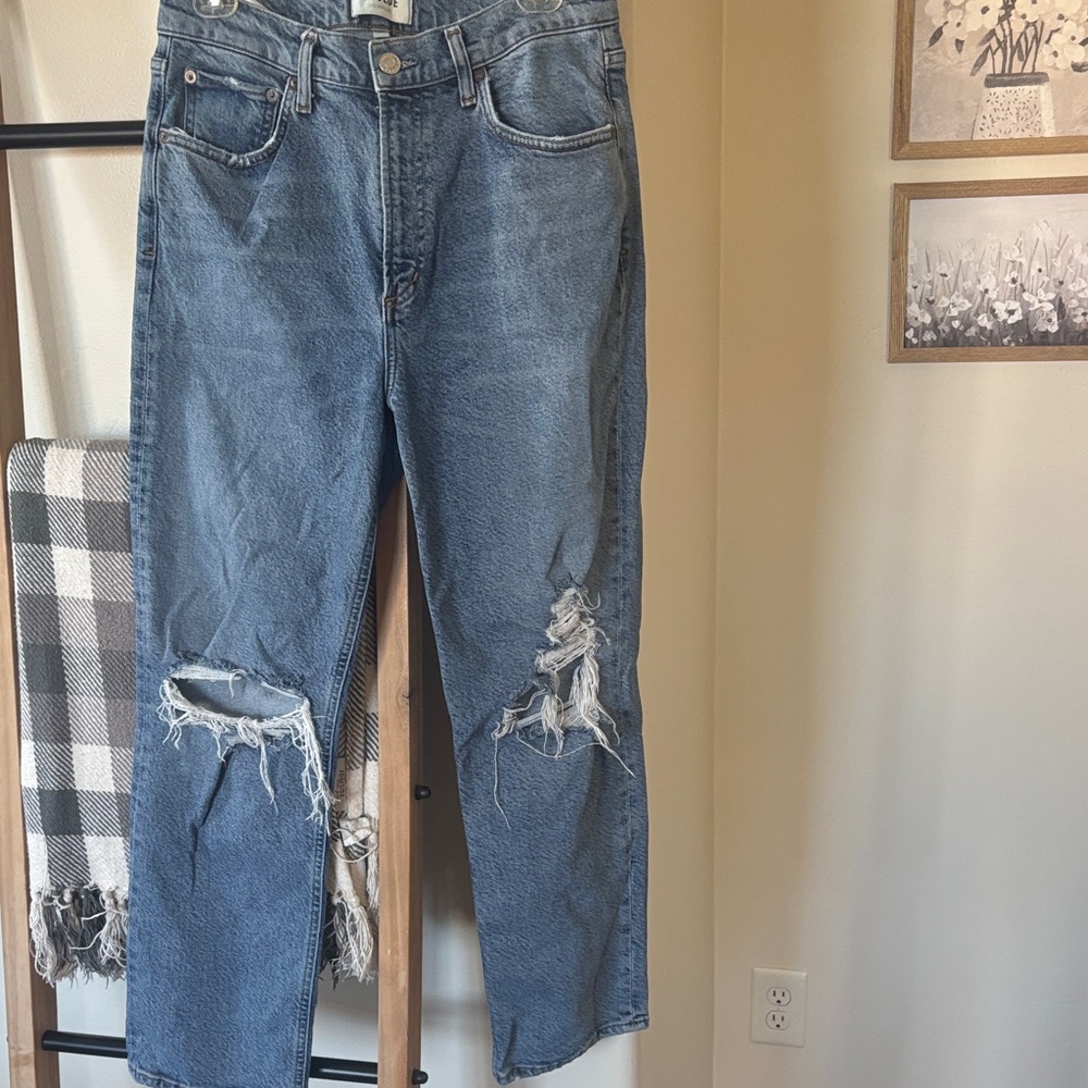 Agolde Womens Wilder Distressed Denim Jeans